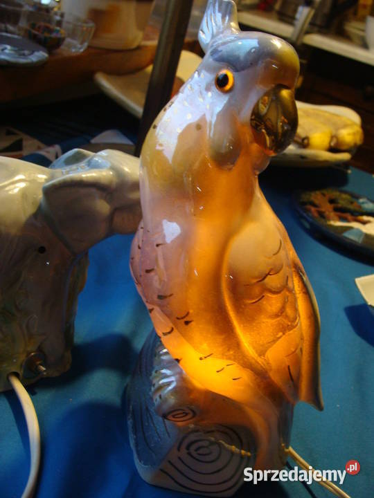 ceramiczna lampa vintage papuga Wrocław