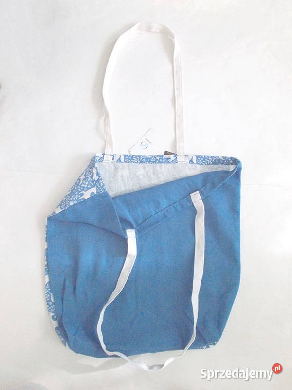 niebieska torba płocienna eko torba na ramię 45cm Toruń