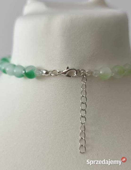 Zielony naszyjnik z sercem koraliki modny Namysłów