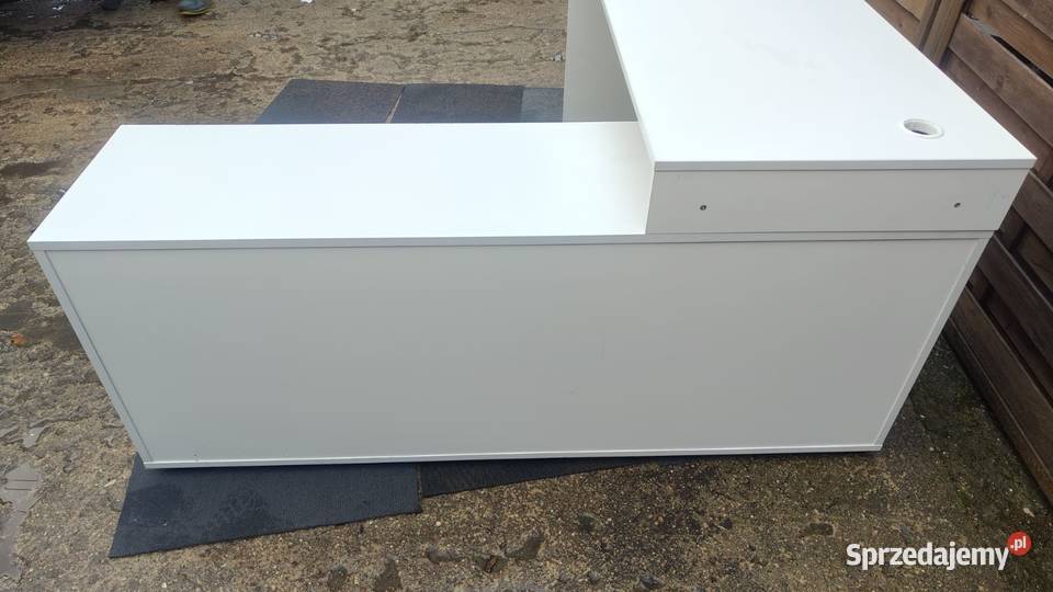 Biurko z komodą narożne biały szary Biurka Warszawa