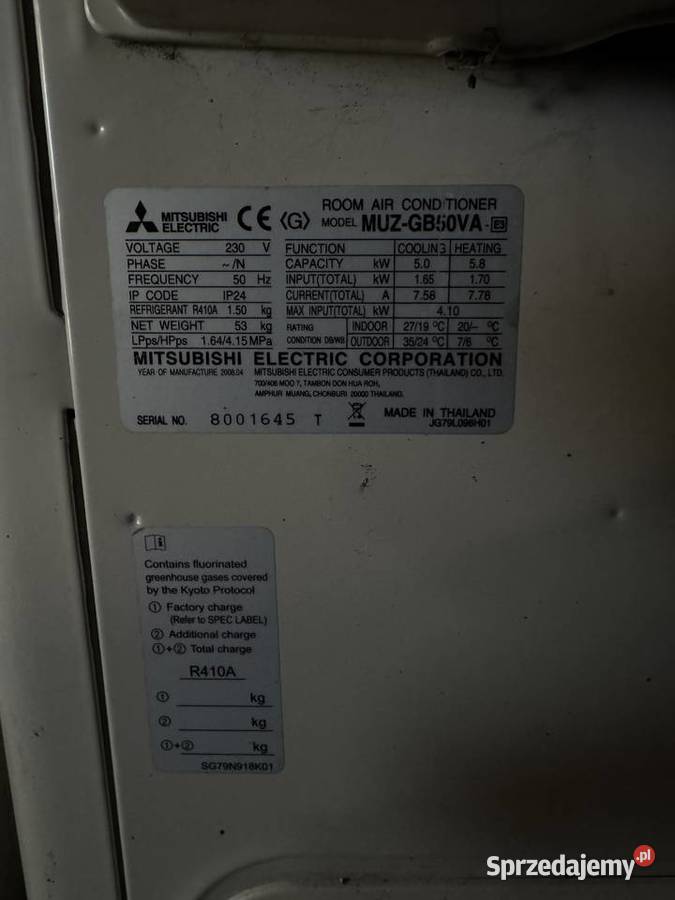 Klimatyzator misibishi muz gb50va Wołomin sprzedam