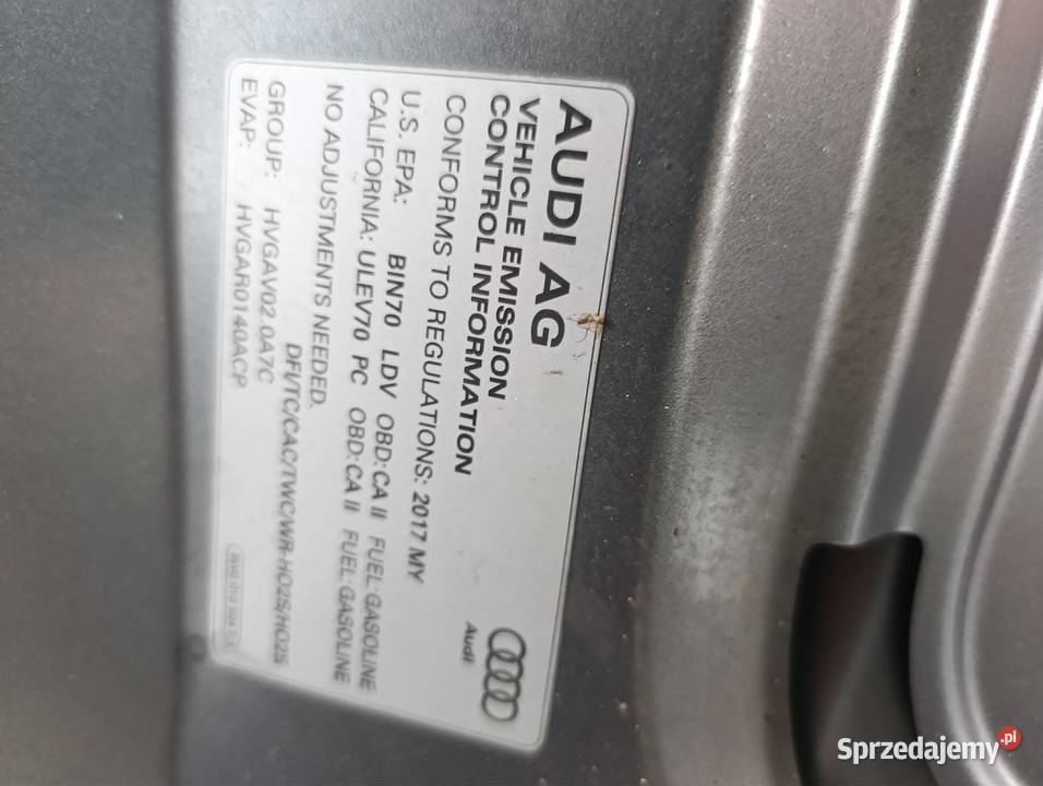 Maska Audi A4 B9 Sedan 20152019 osobowe Kuźnia Nieborowska