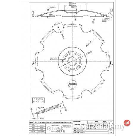 Talerz LEMKEN 620 mm grubość 6 mm RUBIN 9 Kamionna