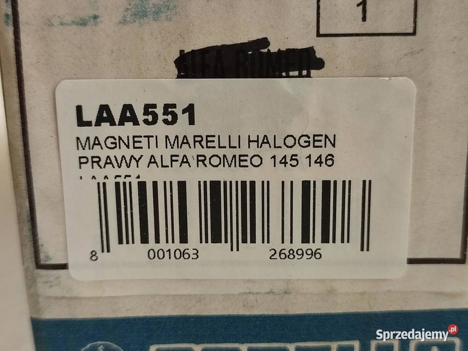 LAMPA HALOGEN PRAWA ALFA ROMEO 145 146 2001