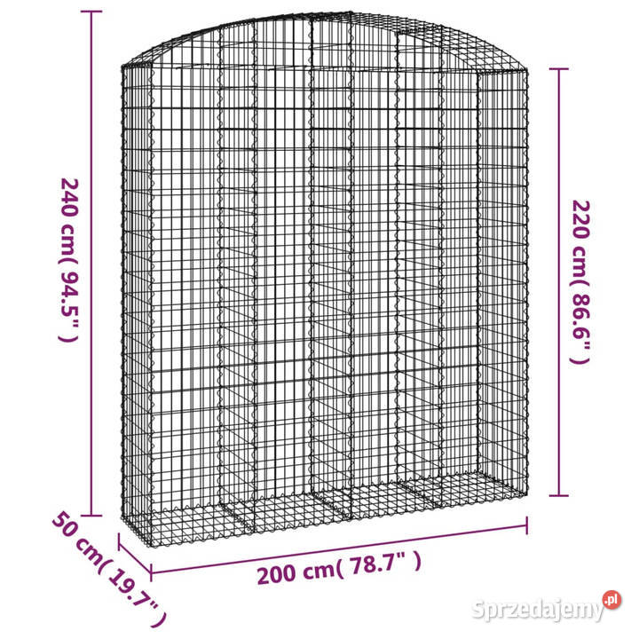 Łukowaty kosz gabionowy 200x50x220240 Pozostałe sprzedam