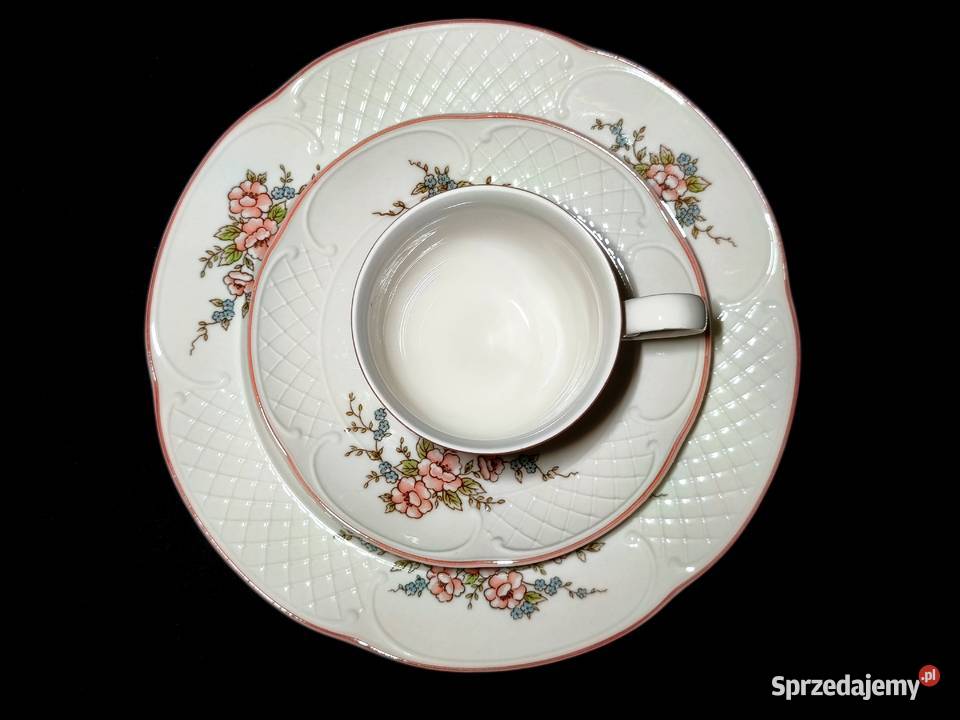 Zestaw kawowy trio Villeroy Boch Rosette lubelskie Chełm
