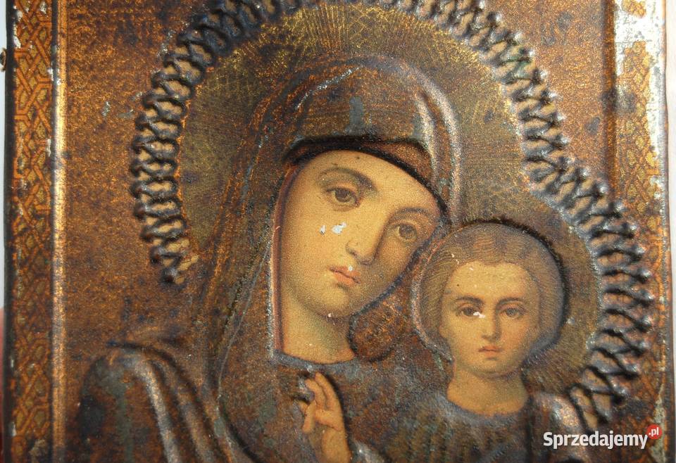 Matka Boża Kazańska stara ikona rosyjska antyk