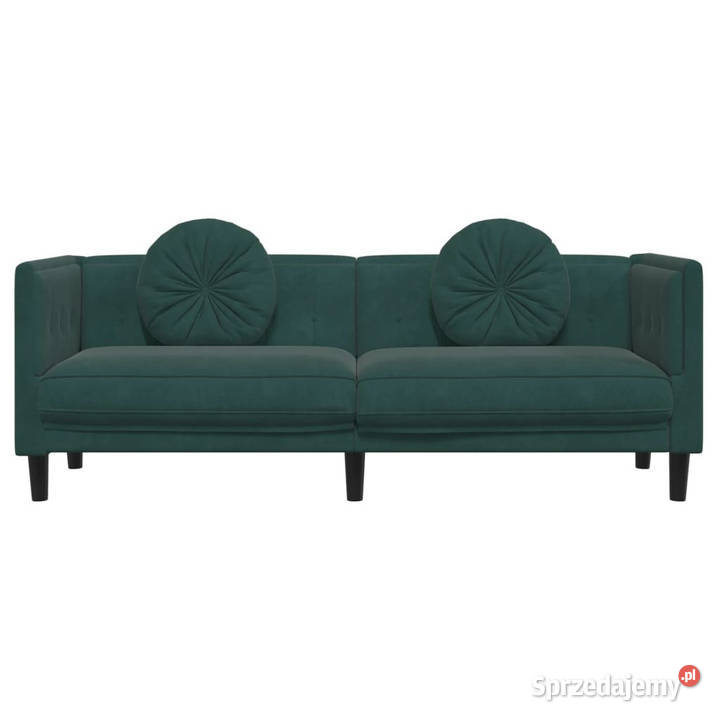 Sofa 3osobowa z poduszkami ciemnozielona aksamit Warszawa