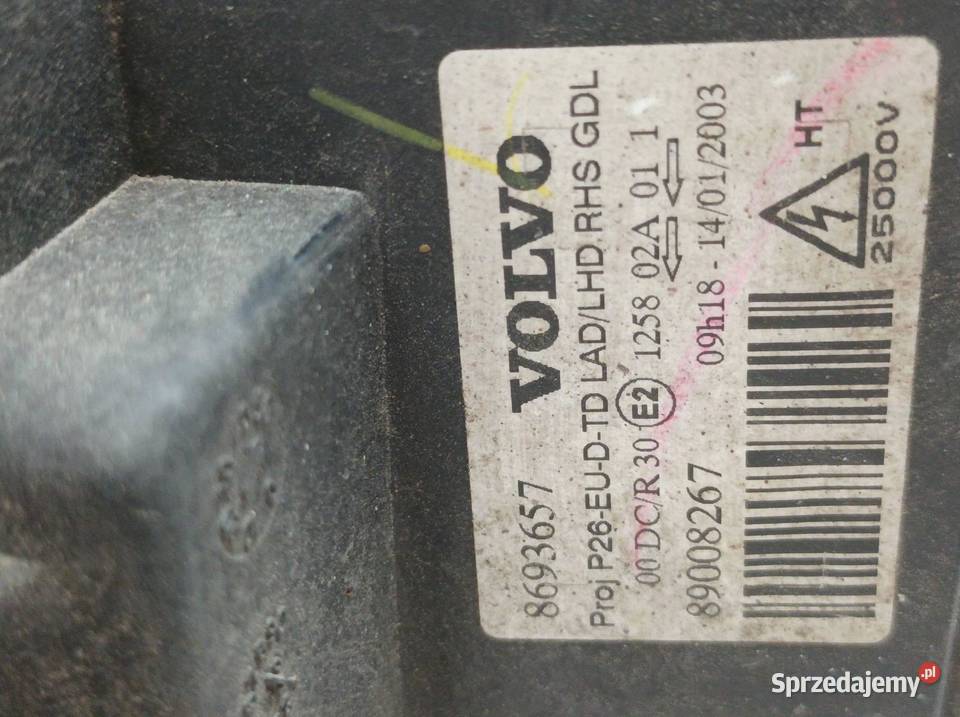 LAMPA PRZÓD PRAWA XENON EUROPA 8693657 Volvo S60
