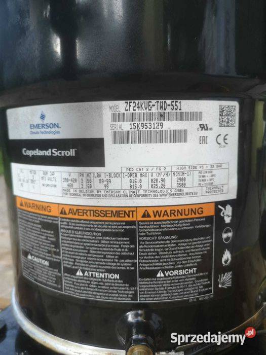 Sprężarka Copeland Scroll ZF24KVETWD551 209 m3h Paczków sprzedam