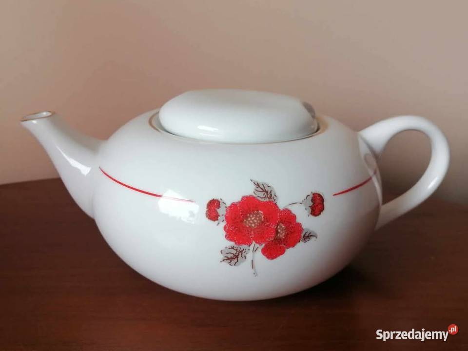 Dzbanek Porcelanowy Płaski Maki Karolina PRL Porcelana i szkło Wałbrzych