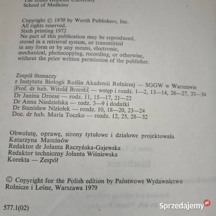 Biochemia Lehninger podręczniki medycyna mazowieckie
