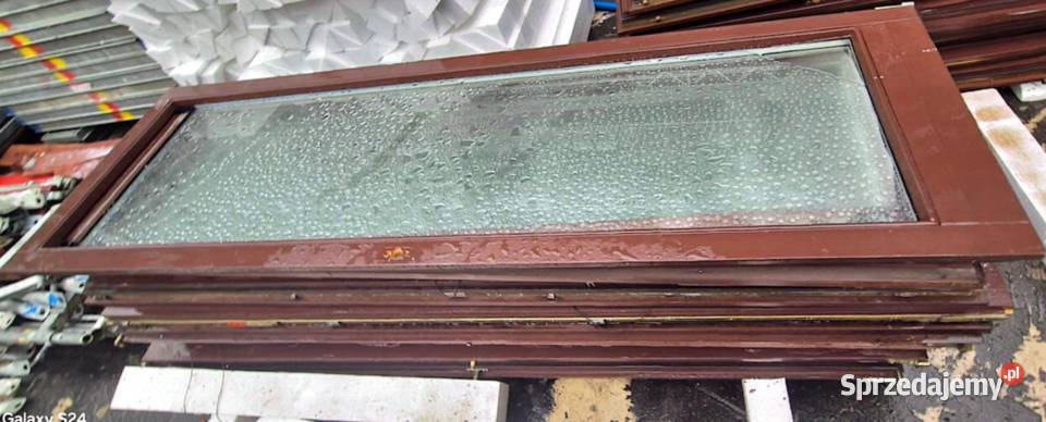 okna drewniane brązowe pakiet dwuszybowy Okna i parapety Warszawa