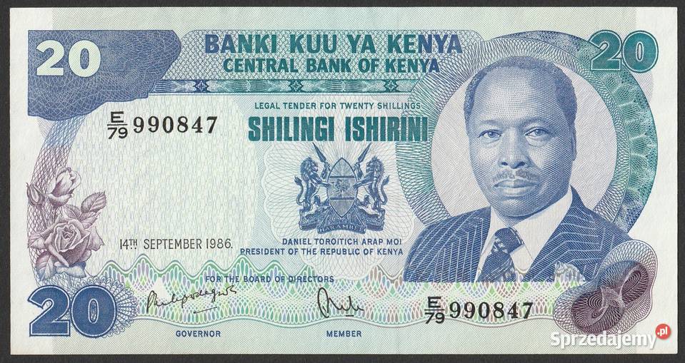 KENIA 20 SHILLING 1986 STAN BANKOWY UNC łódzkie Łódź sprzedam