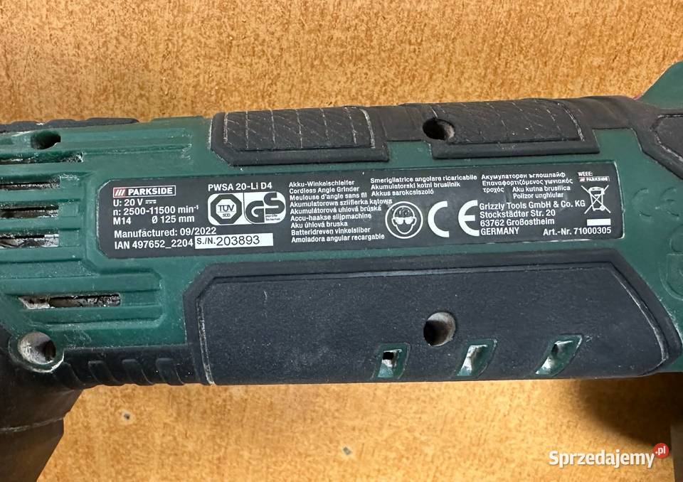 Szlifierka Parkside PWSA 20li D4 2Ah aku ład Elbląg