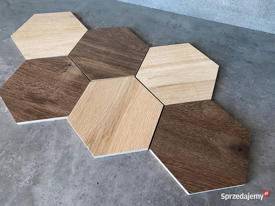 Płytki heksagon drewno PLASTER MIODU multicolor