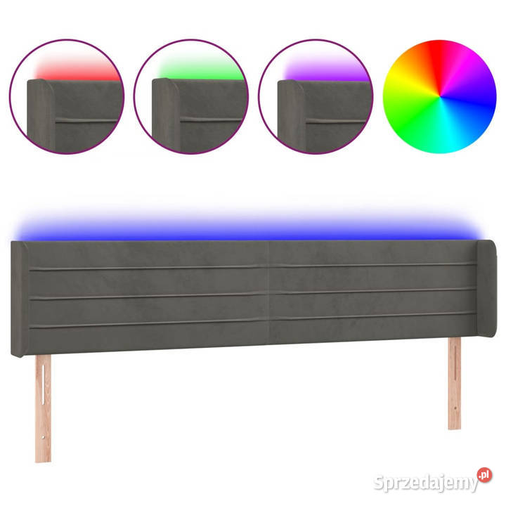 Zagłówek do łóżka z LED ciemnoszary 203x16x7888 Warszawa