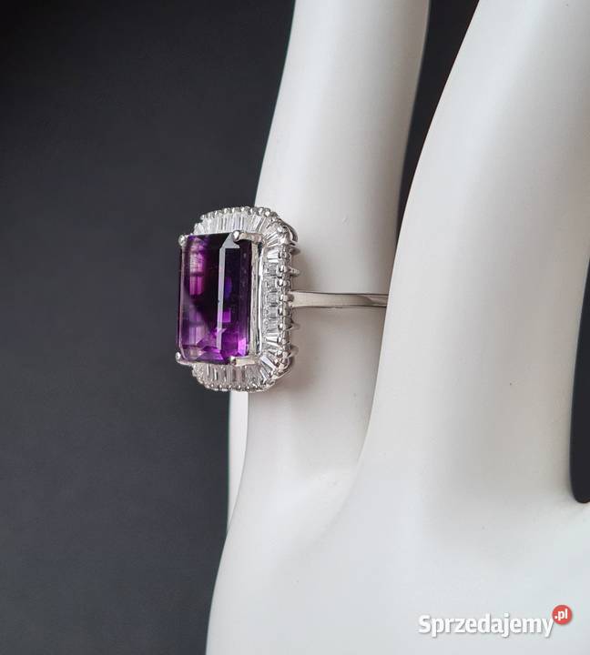 Pierścionek srebro 925 rodowane ametyst Pierścionki Otwock sprzedam
