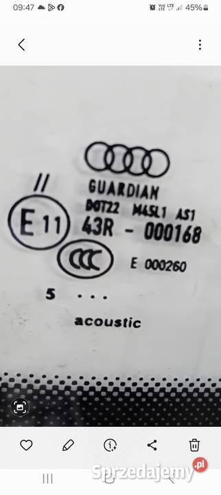 Szyba Audi rs6 acstic sensor kamera z 2015 osobowe Skarżysko-Kamienna sprzedam