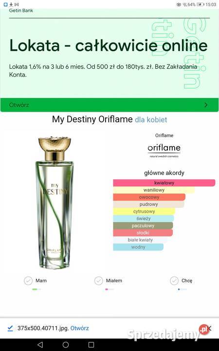 Zestaw 2 My Destiny 50ml Oriflame UNIKAT Perfumy i wody Wyszki
