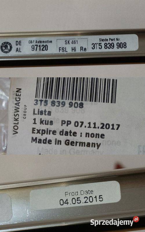 SKODA SUPERB MK2 3T LISTWA OZDOBNA CHROM DRZWI Listwy i nakładki wielkopolskie sprzedam