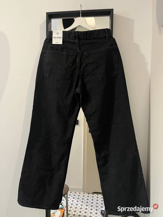 Czarne jeansy Bershka z lat 90 z szerokimi czarny łódzkie Łódź