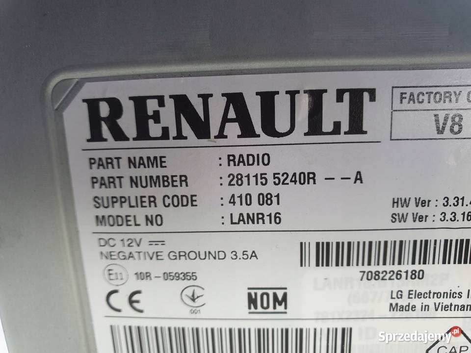 Renault Talisman RADIOODTWARZACZ CD Radio Rudka