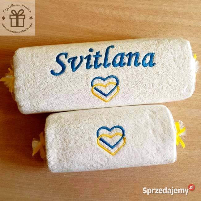 Ręcznik z IMIĘ haft Ukrainki serce flaga herb Toruń sprzedam