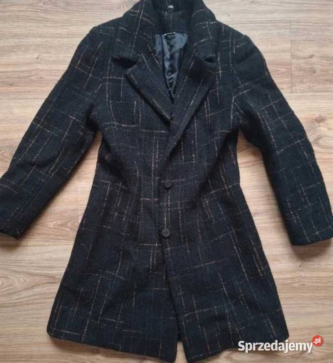 Elegancki klasyczny czarny płaszcz trencz z Wiosenna/Jesienna Kraków