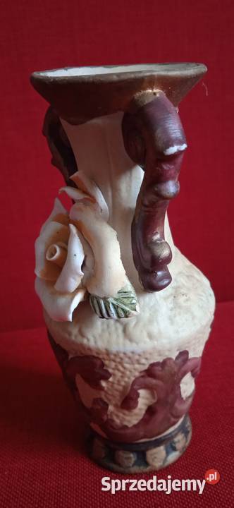 Mały stary flakonik z kamionki ręcznie malowany Świdnica