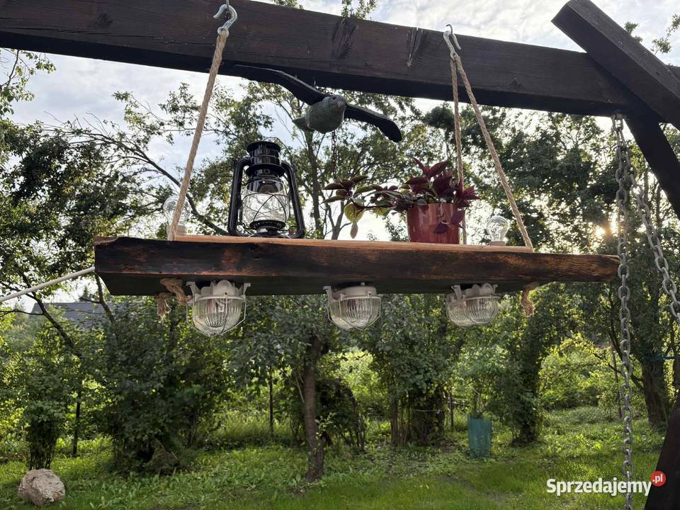 Lampa wisząca z grubej deski z kwietnikiem loft Lampy wiszące Dom i Ogród Jedlicze