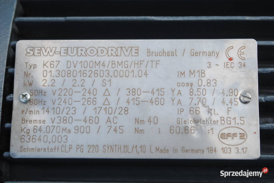 Motoreduktor kątowy 22kw 23obrmin z hamulcem Kargowa