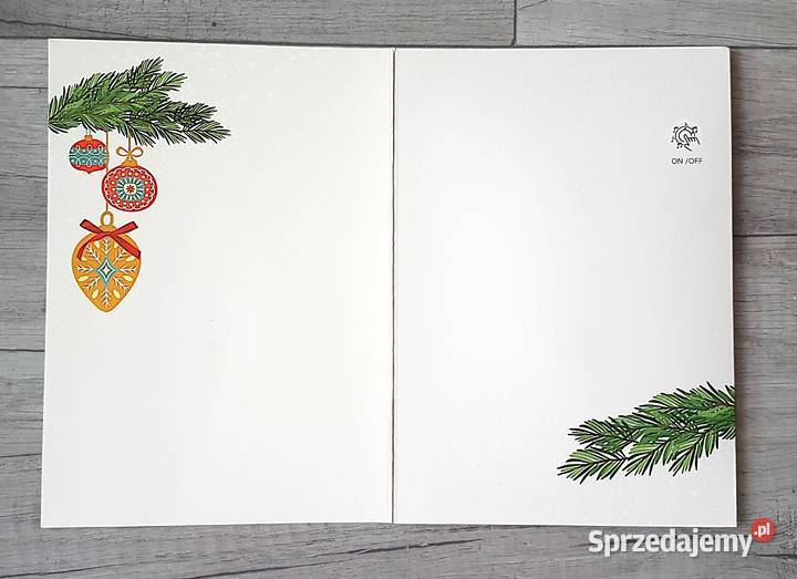 Kartka grająca bożonarodzeniowe z muzyką z biały Chrzanów