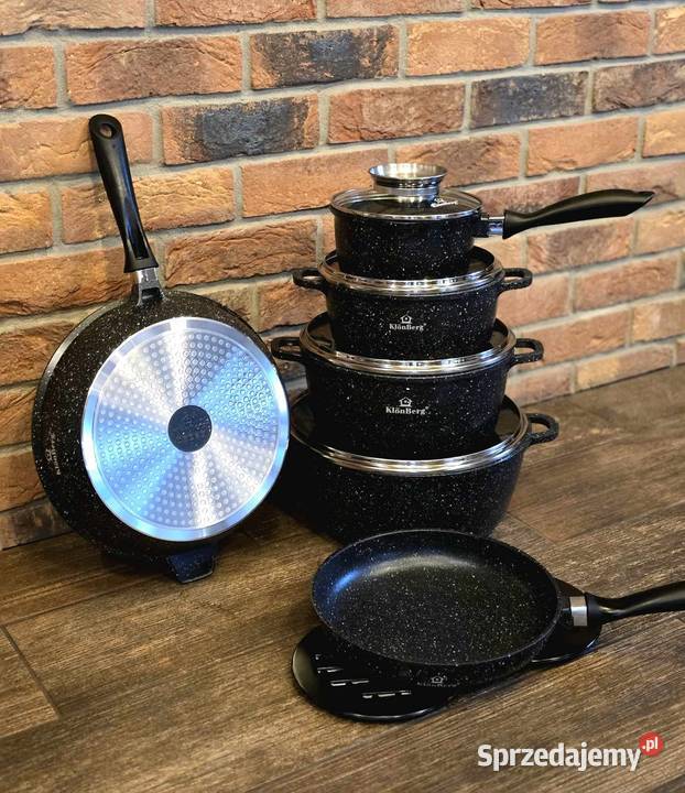 299 Garnki marmurkowe czarne 12 elementów Zabrze