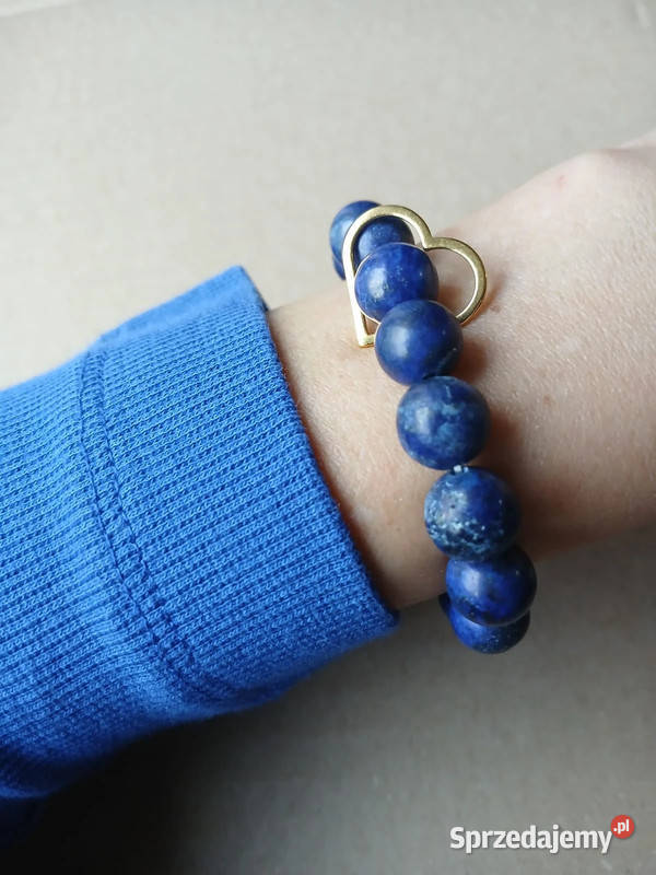 Bransoletka damska z Lapis Lazuli 10mm z sercem Kielce sprzedam