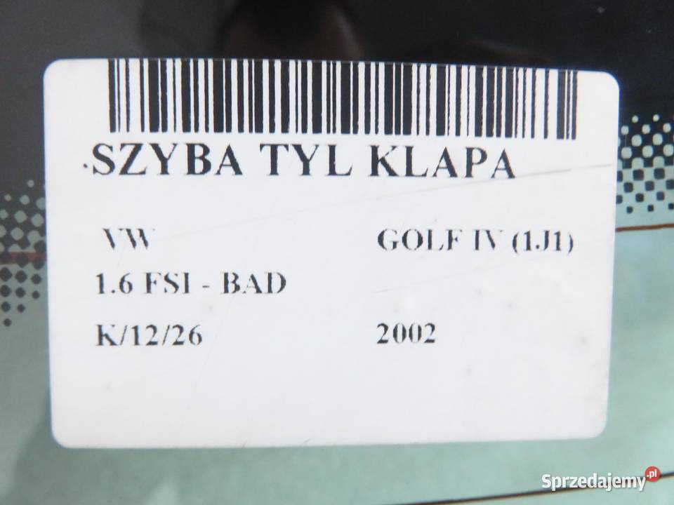 SZYBA TYLNA VW GOLF IV HB sprzedam