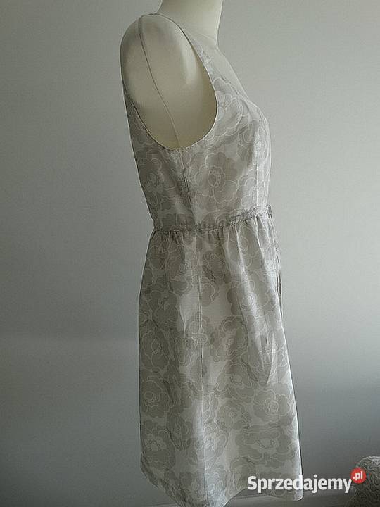 Sukienka GAP Lniana Len Bawełna Kremowa Modny Łomża