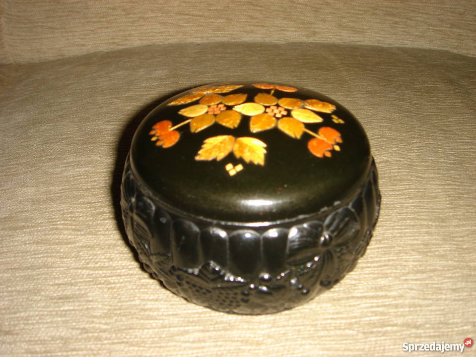 czarna zdobiona szkatułka na bizuterię drobiazgi Łódź