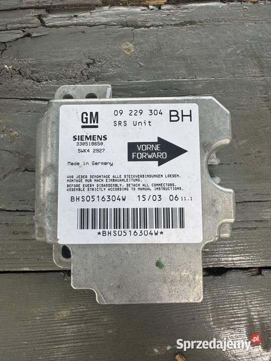 Moduł Airbag Srs 09229304bh Opel
