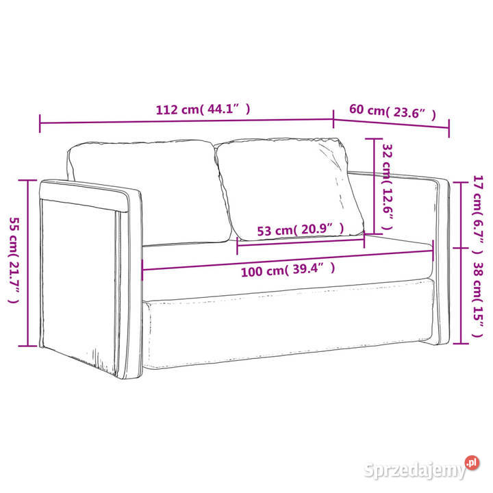 Sofa podłogowa 2w1 winna czerwień 112x174x55