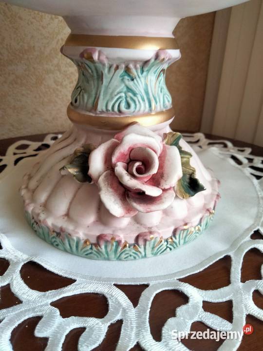 Włoska porcelana Putto duży wazon złocony Porcelana i szkło wielkopolskie Gniezno