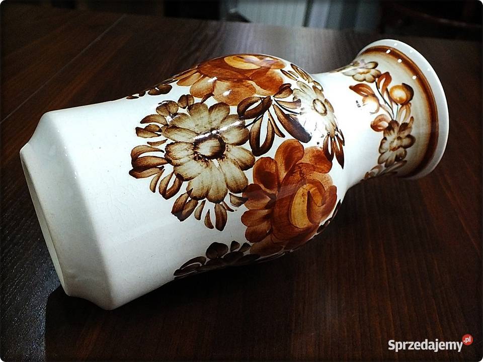 Wazon ZF KOŁO Ręcznie malowany w Brązowe kwiaty Żary