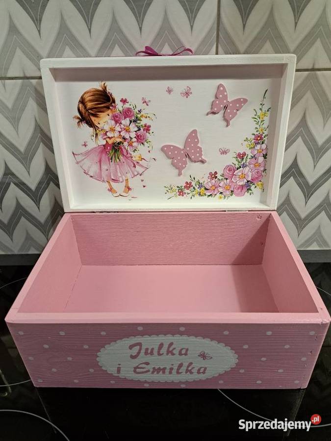 Kuferek z dziewczynką szkatułka decoupage Kędzierzyn-Koźle sprzedam