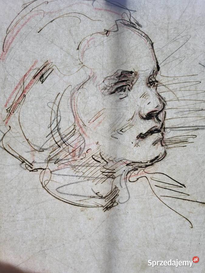 rysunek szkic portret XVII XVIII w małopolskie Brzesko