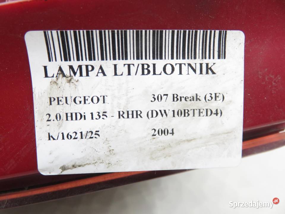 LAMPA LEWA TYLNA PEUGEOT 307 KOMBI