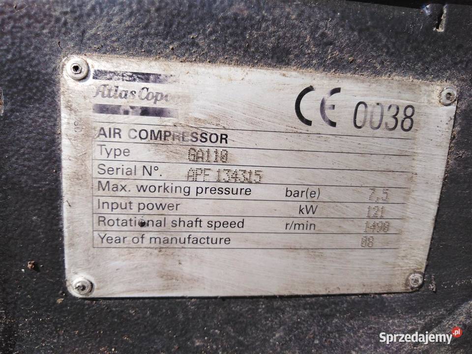 Sprężarka śrubowa kompresor ATLAS COPCO GA110 opolskie Wilków