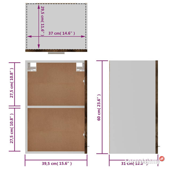 Szafka wisząca brązowy dąb 395x31x60 WM826350 Warszawa
