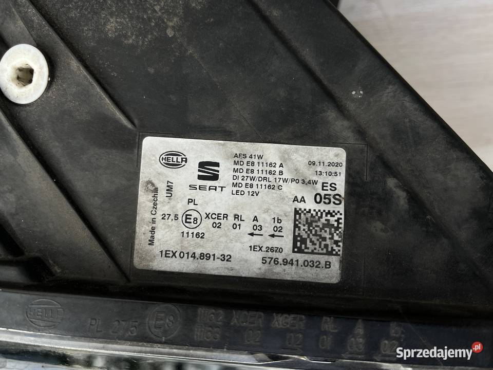 Seat Ateca Lampa Prawy Przód Cała 576941032B pomorskie Chojnice