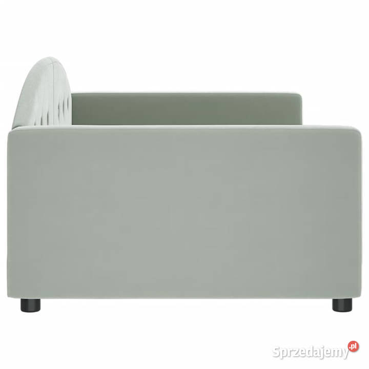 Sofa z funkcją spania jasnoszara obita aksamitem