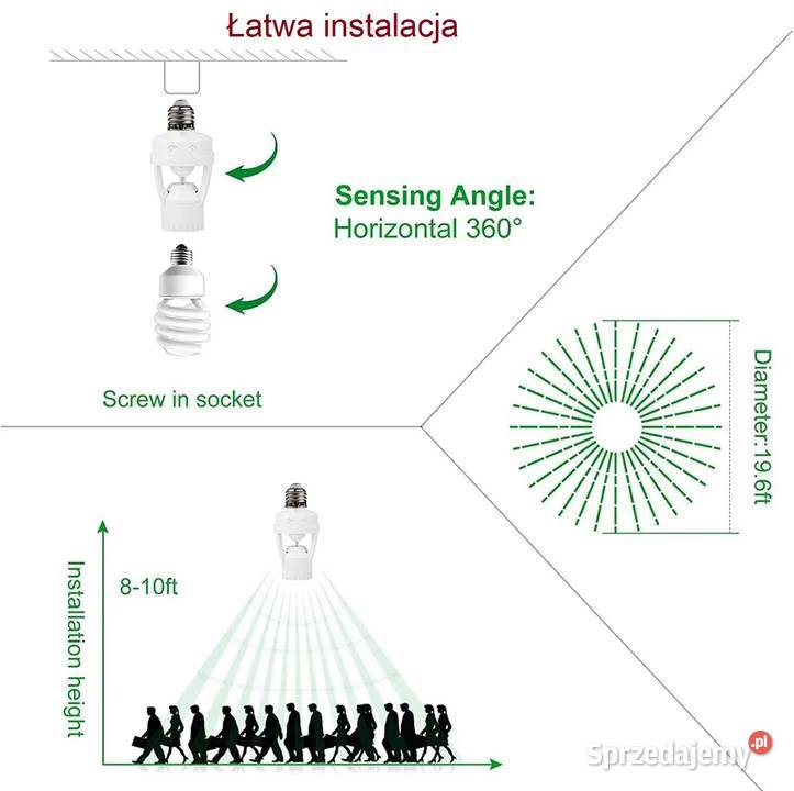 Konwerter żarówki z czujnikiem ruchu PIR i łódzkie Sieradz sprzedam